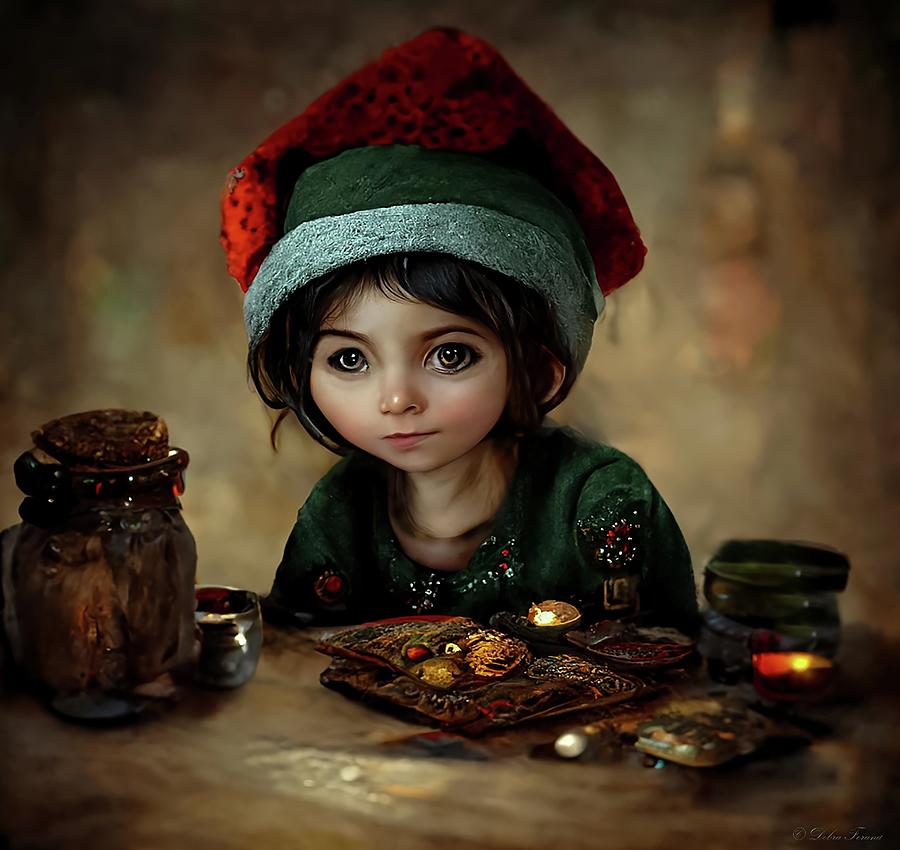 Candycane Toffeespirit Christmas Elf  Digital Art by Debra Forand