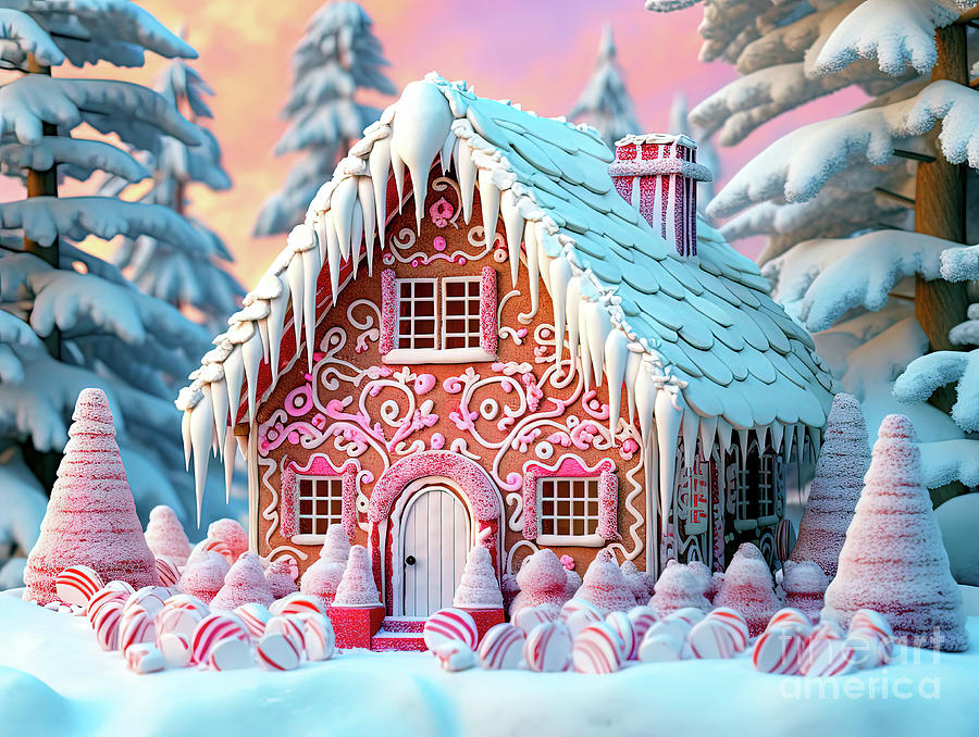Gingerbread House  Digital Art by Elaine Manley