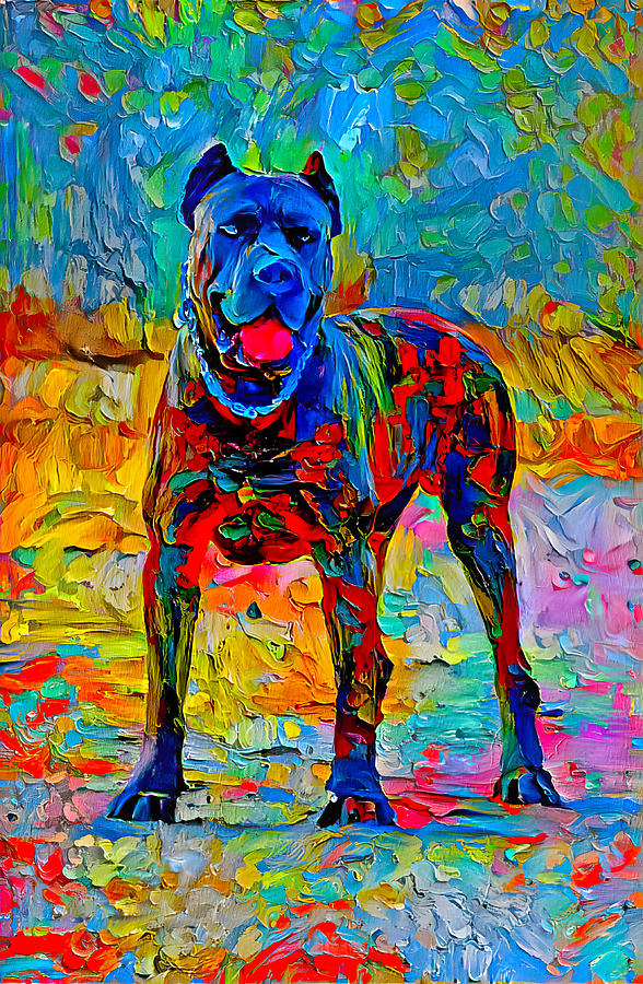 Cane Corso - colorful palette knife oil texture Digital Art by Nicko Prints