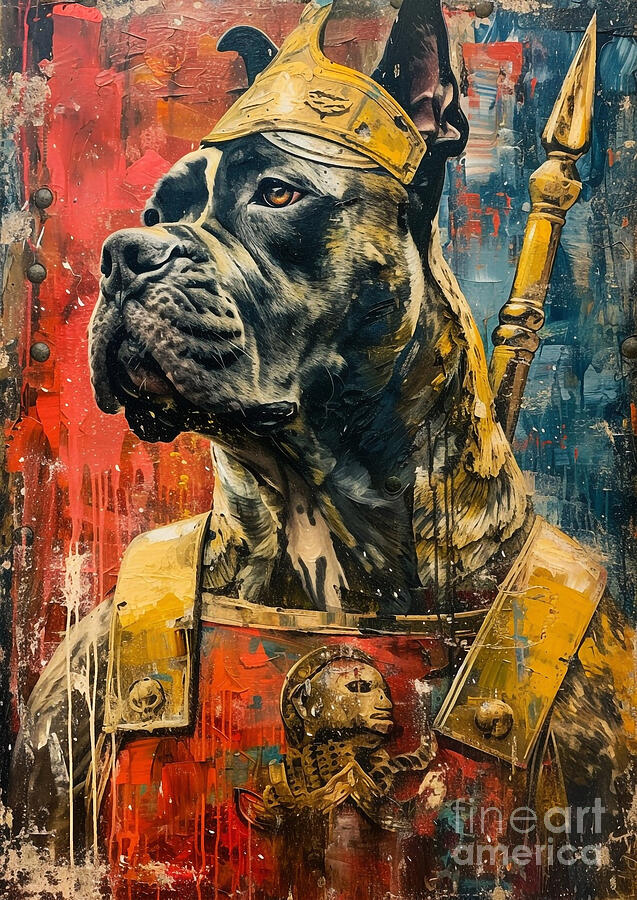 Dog Painting - Cane Corso - garbed as a Roman fortress defender by Adrien Efren