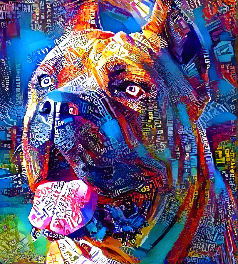 Cane Corso head - colorful painting Digital Art by Nicko Prints