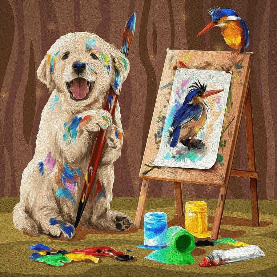 Canine Artist Painting by Teresa Trotter