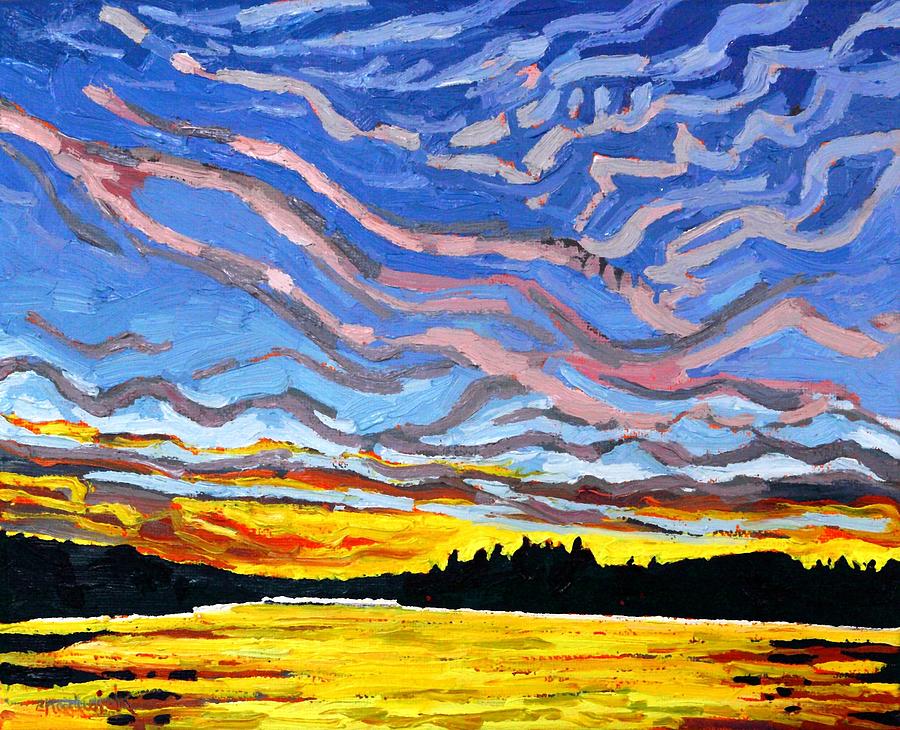 Canine Cove Cirrus Sunset Painting by Phil Chadwick