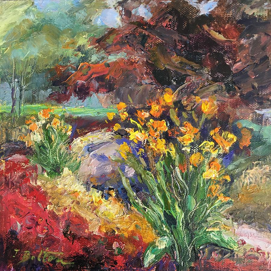 Canna Lily Garden Painting Painting by Ingrid Bolton | Fine Art America