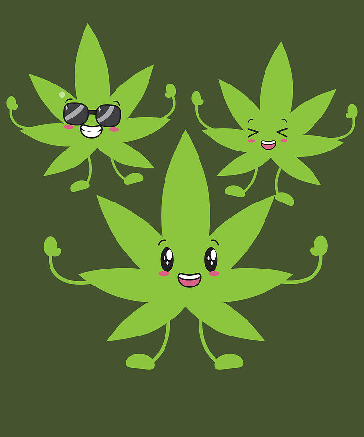 Cannabis design with happy marijuana leaves Digital Art by Ari Shok ...