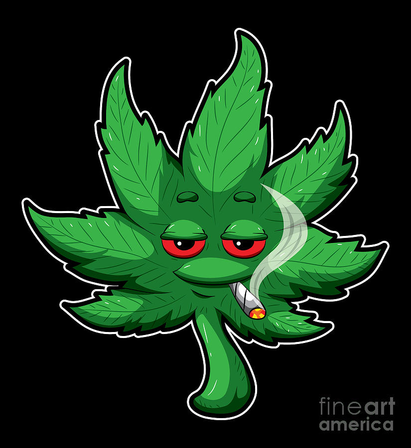 Cannabis Leaf With Red Eyes Smokes Weed THC CBD Digital Art by Mister ...