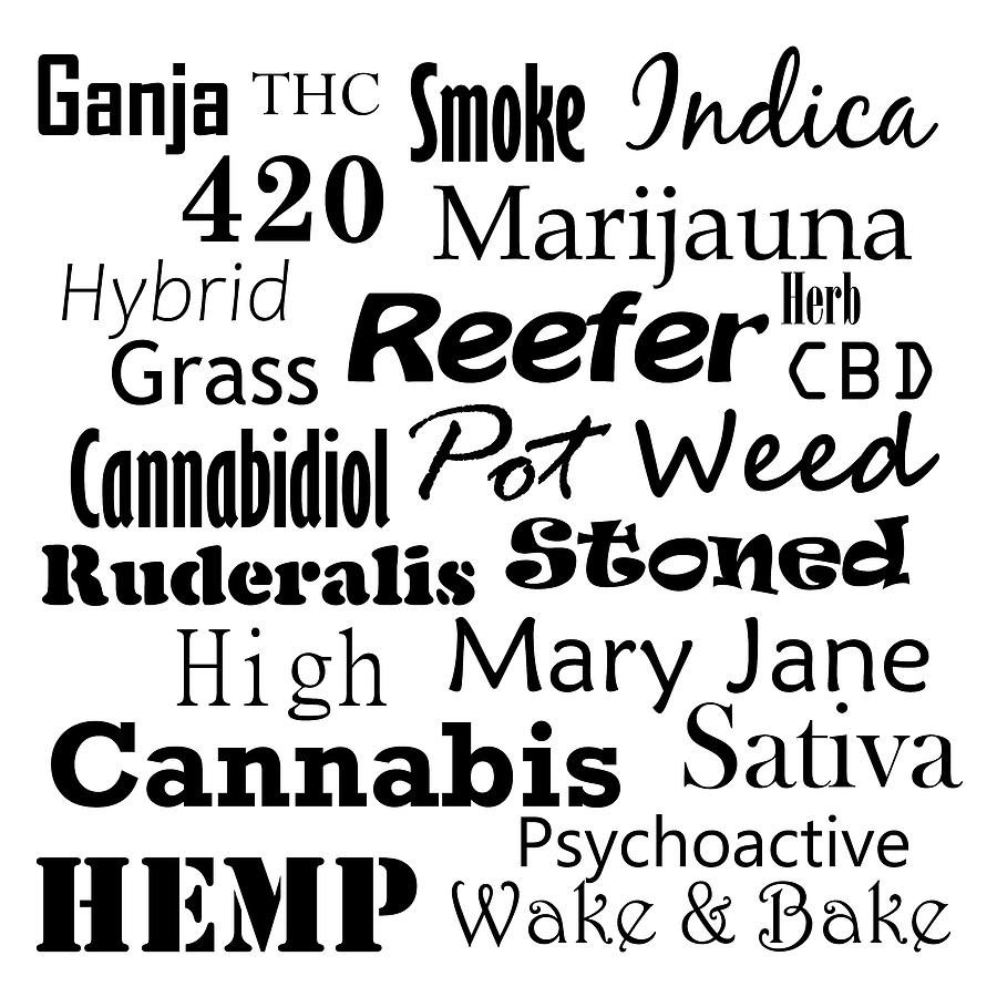 Cannabis Related Word Art Digital Art by Angie Tirado