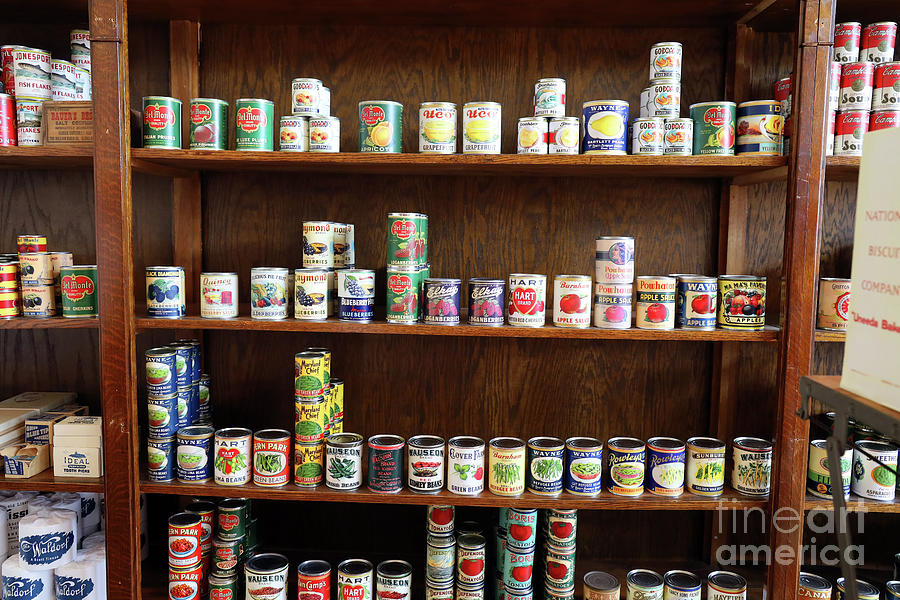 Canned Goods at 1920s Main Street Grocery Store 7322 Photograph by Jack Schultz