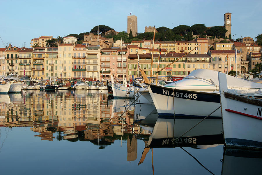 Cannes Port With View Of Le Suquet Hill Photograph by Rick Cooper ...