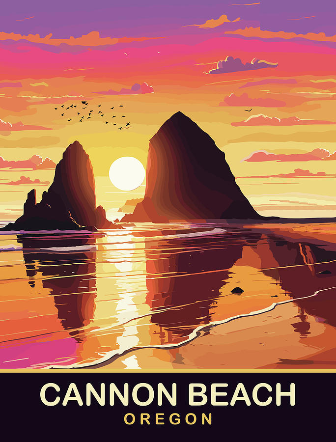 Summer Digital Art - Cannon Beach, Oregon by Long Shot