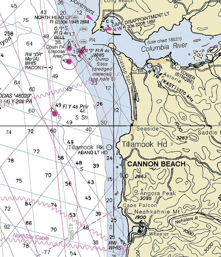 Cannon Beach Oregon Nautical Chart Digital Art by Sea Koast Pixels