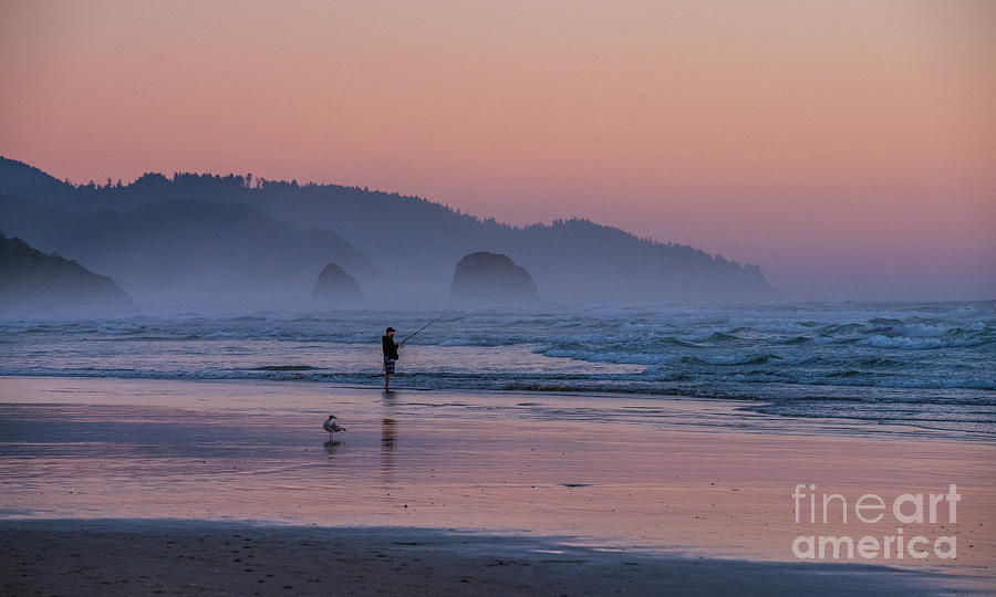 Cannon Beach Sunset Fisherman Photograph
