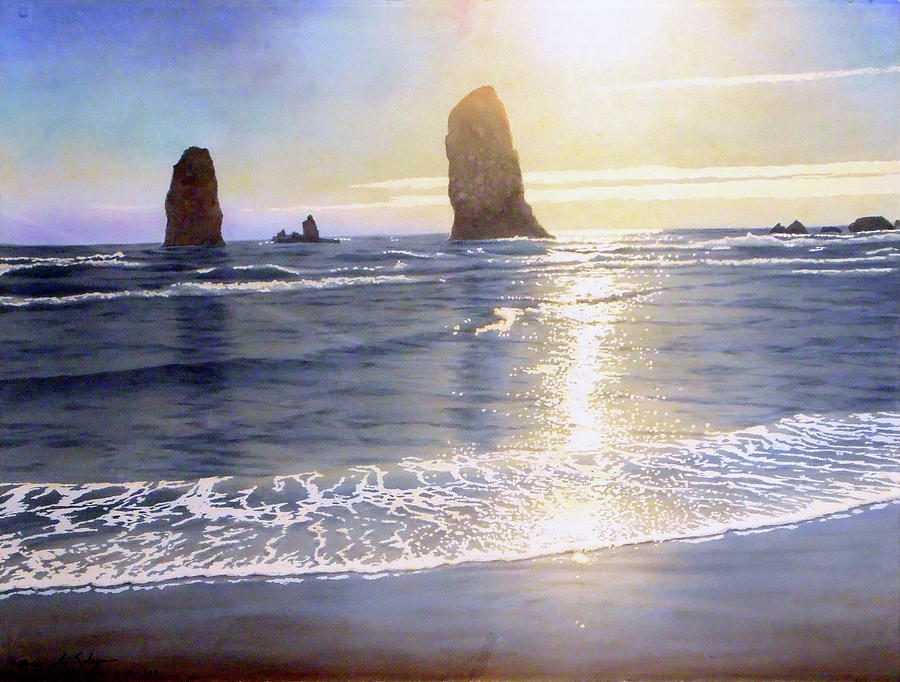 Cannon Beach - The Needles Painting by Loren Salazar - Fine Art America