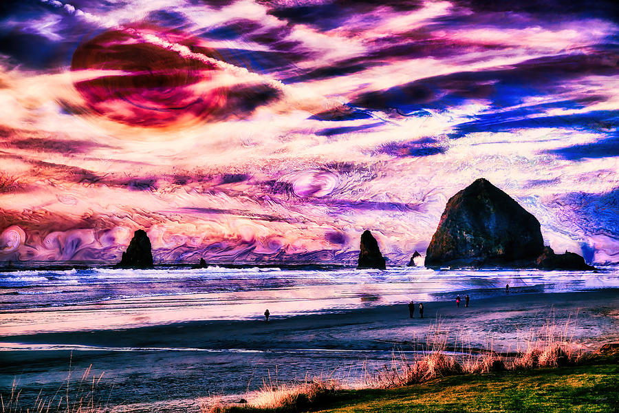 Cannon Beach with Jupiter sky Digital Art by Bruce Block Fine Art America