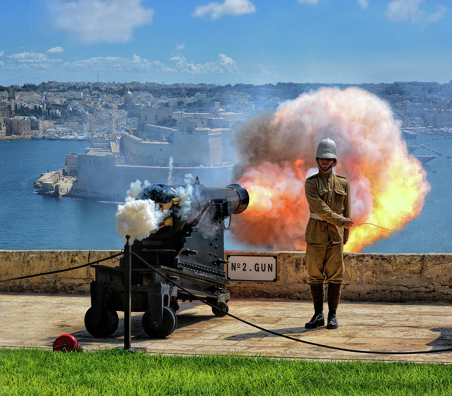 Cannon fire in Valletta Grand Harbour - Action photo Photograph by Stephan Grixti