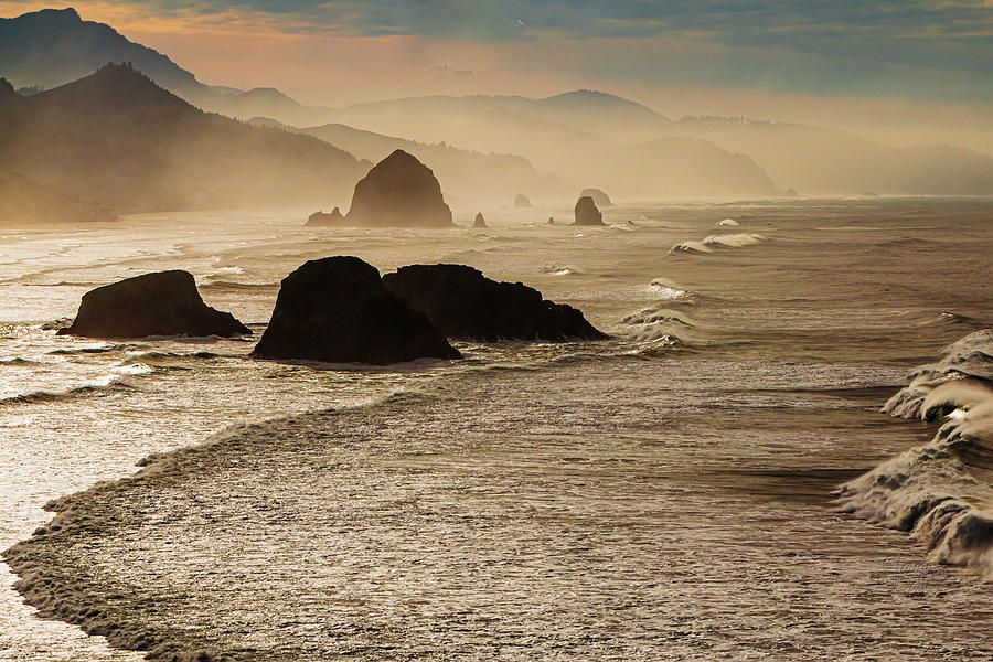 Cannon Beach Morning Mist Photograph by Claude Dalley