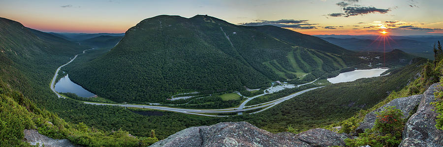 Cannon Mountain Notch Sunset Panorama Photograph by White Mountain Images