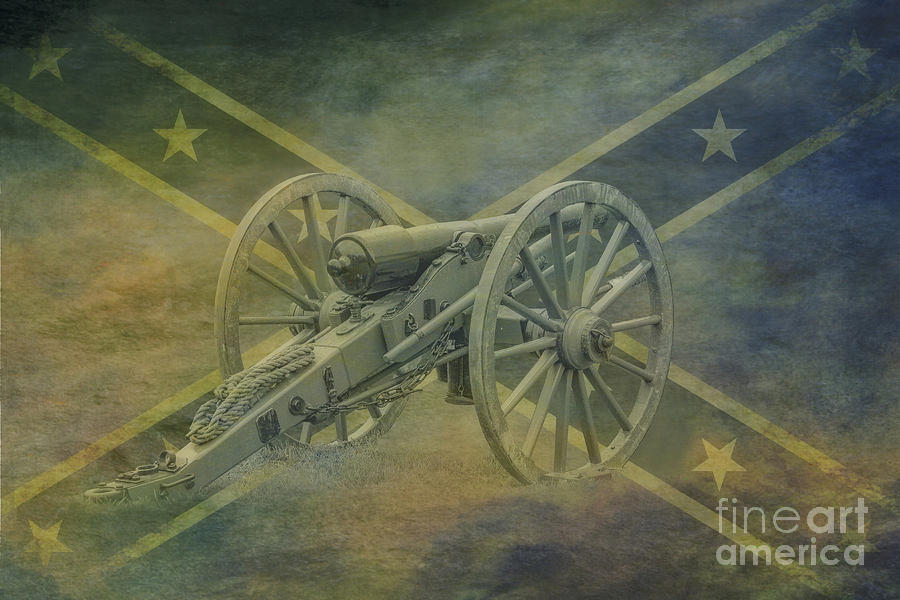 Cannon Rebel Flag Civil War Digital Art