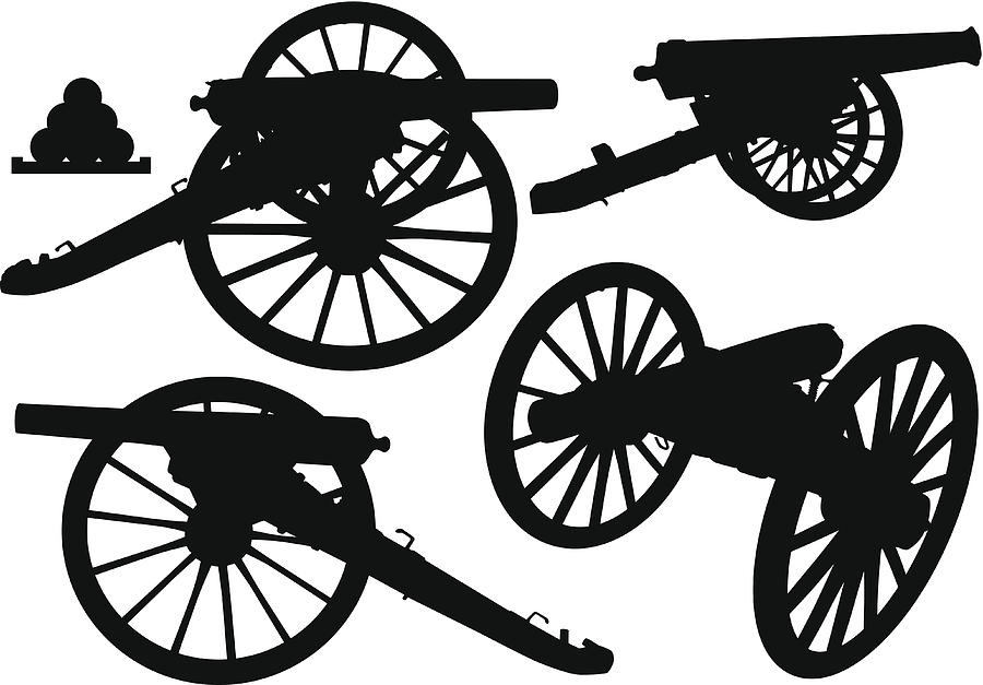 Cannon Silhouettes Drawing by Filo