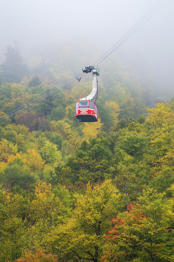 Cannon Tramway Autumn Mist Photograph by White Mountain Images