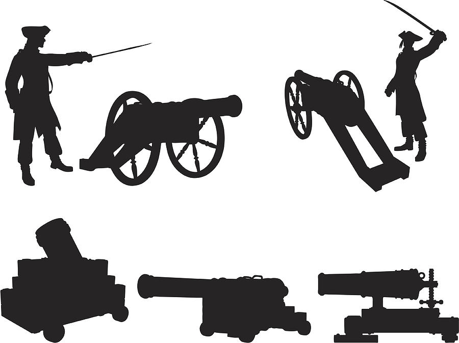 Cannons Silhouette Collection Drawing by Hypergon