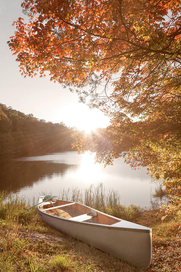 Canoe in Soft Autumn Hues Photograph by Debra and Dave Vanderlaan