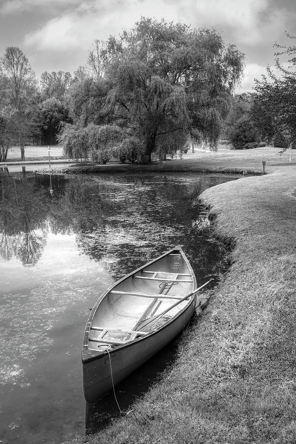 Canoe in Spring in Black and White Photograph by Debra and Dave Vanderlaan
