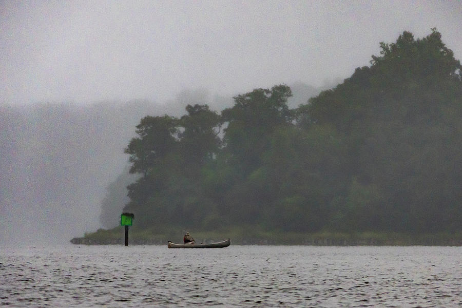 Canoe in the mist Photograph by Alexander Farnsworth