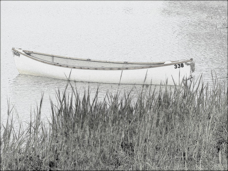Canoe in the Reeds Drawing Mixed Media by Sharon Williams Eng