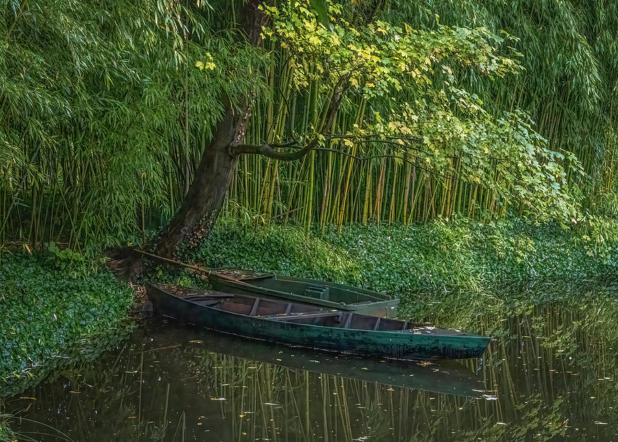 Canoe on Monets Lily Pond Photograph by Douglas Wielfaert