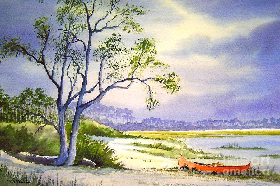 Canoeing At Hagens Cove Florida Painting by Bill Holkham