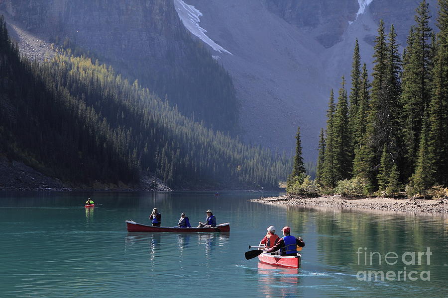 Banff National Park Photograph - Canoeing On Lake Moraine by Eva Lechner