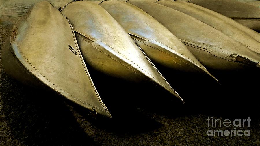 Summer Photograph - Canoes - Chiaroscuro by Janine Riley