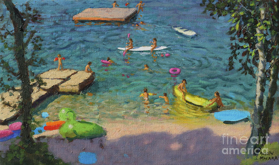 Canoes, Croatia Painting by Andrew Macara
