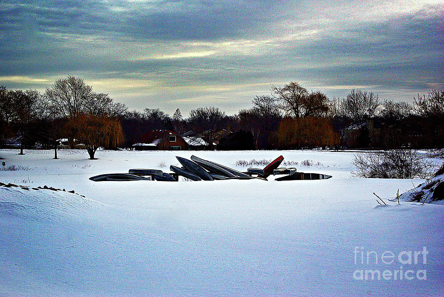 Canoes in the Snow Photograph by Frank J Casella