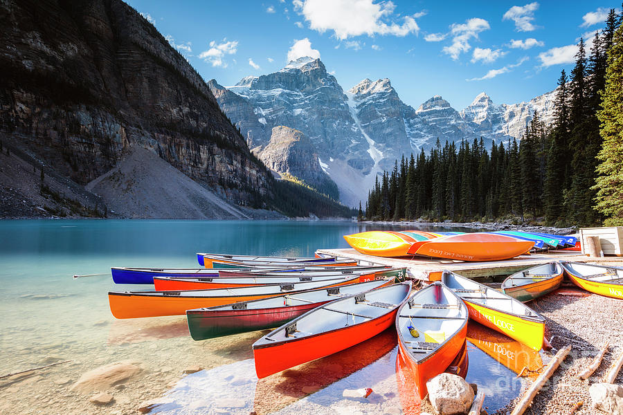 Canoes, Moraine Lake Photograph by Matteo Colombo