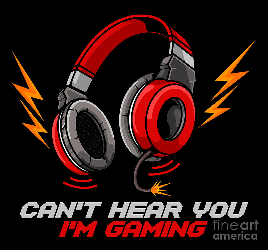 Music Digital Art - Cant Hear You Im Gaming Video Gamer Headset by Mister Tee