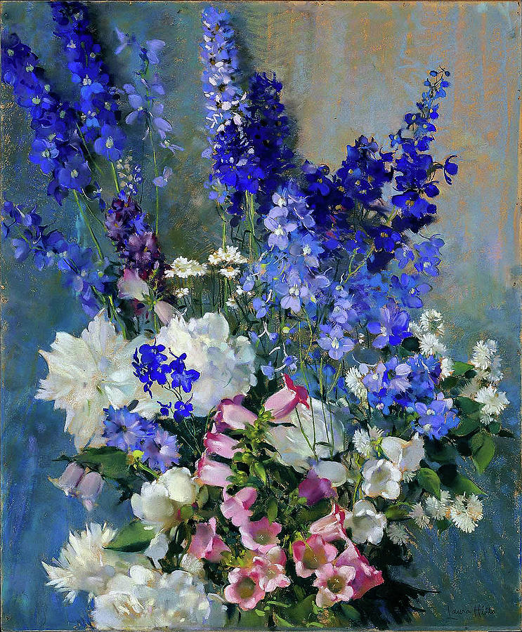 Larkspur Painting - Canterbury Bells Laura Coombs Hills by Artistic Rifki