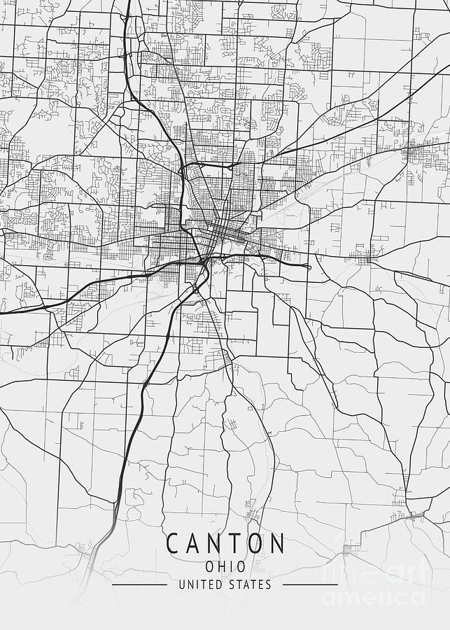 Canton Ohio US Gray City Map Digital Art by Tien Stencil Fine Art