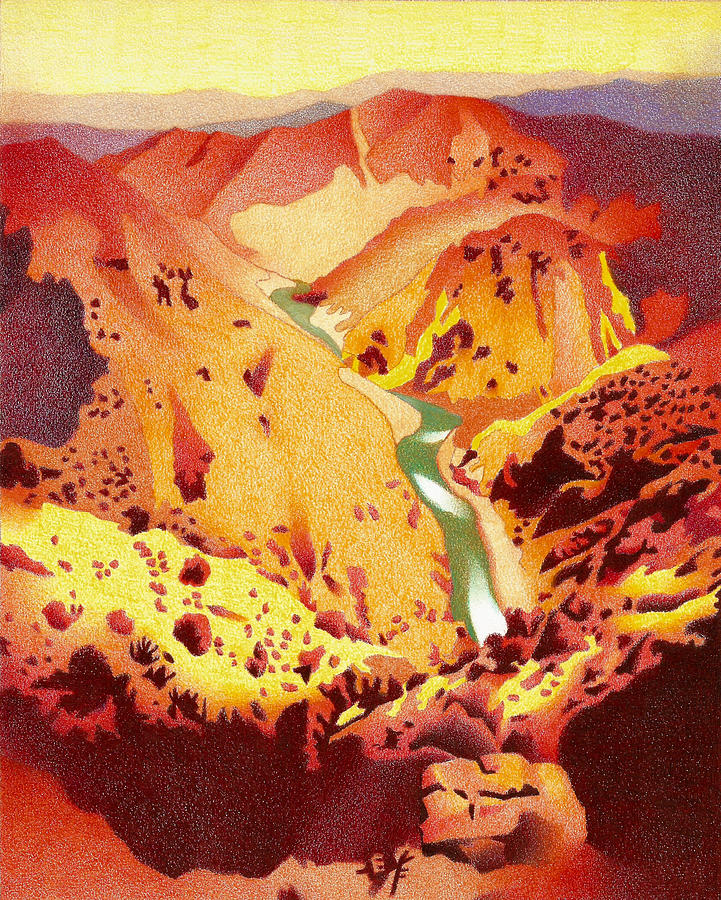 Canyon of Fire Drawing by Dan Miller