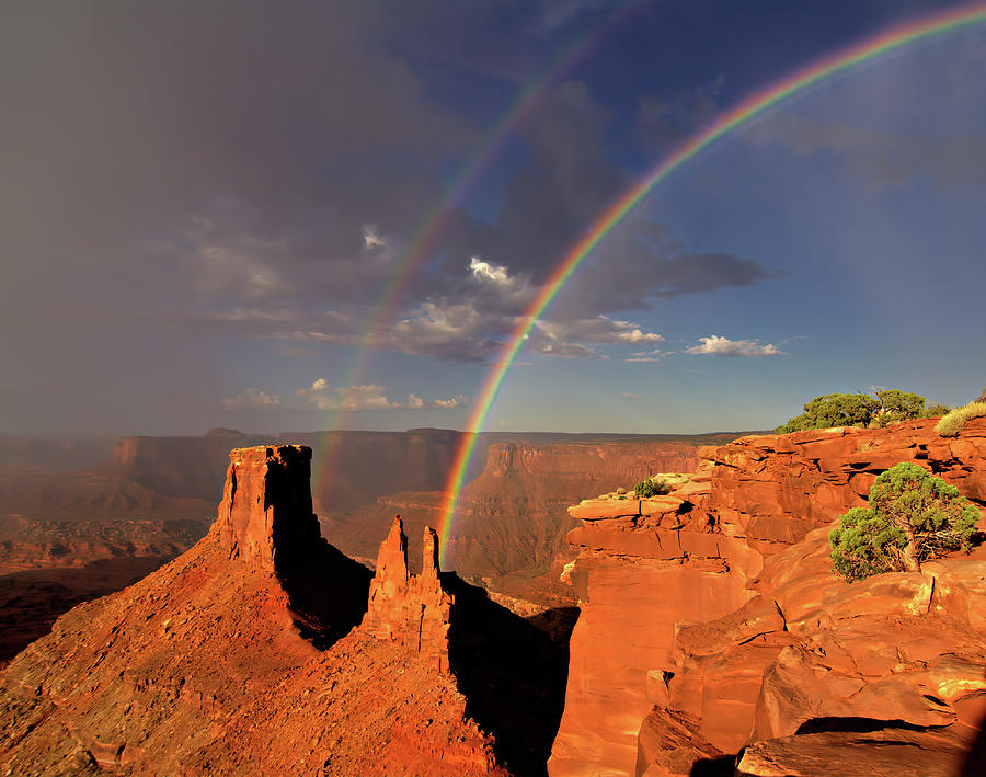 Canyonlands Double Rainbow Photograph by Bob Falcone