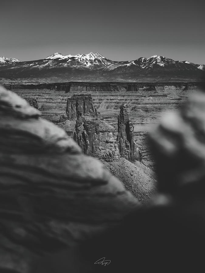 Canyonpeering BW D Photograph by William Boggs