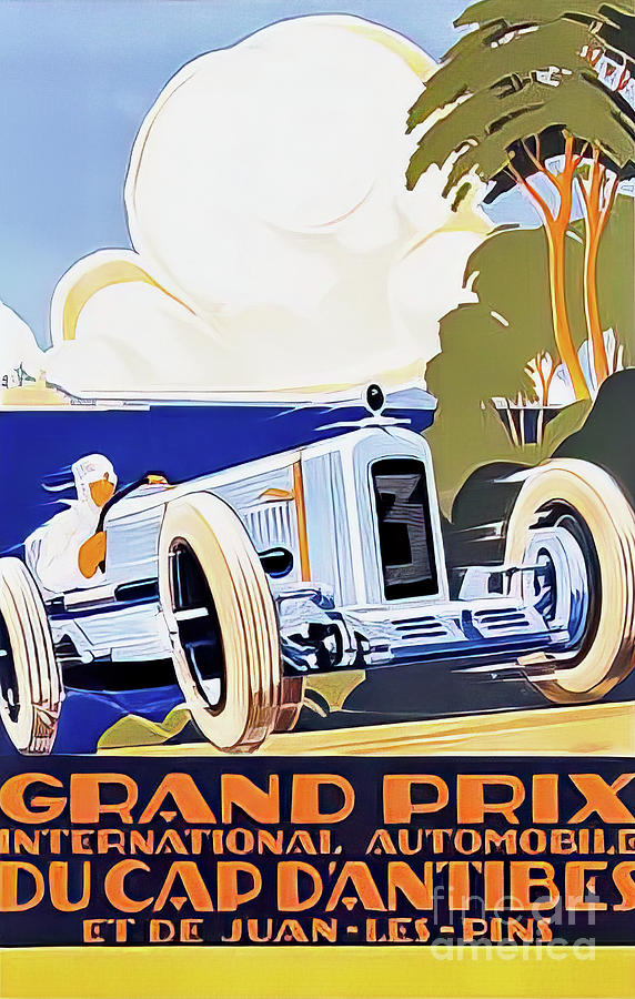 Cap dAntibes 1929 Grand Prix Drawing by M G Whittingham