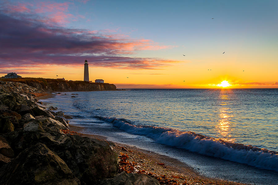 Cap-des-Rosiers lighthouse sunrise DRI Photograph by Jean Surprenant