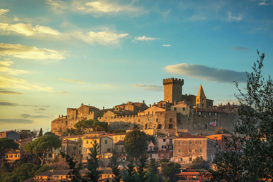 Capalbio Village Skyline at Sunset Photograph by Stefano Orazzini