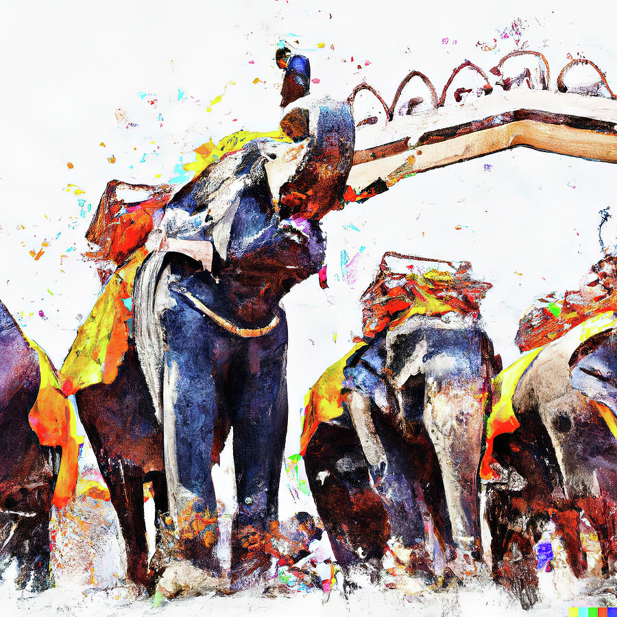Caparisoned Elephants In Hindu Festival Parade Photograph by Steve Estvanik