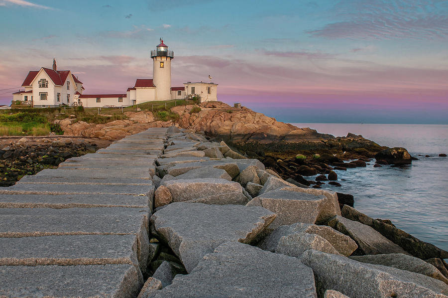 Cape Ann Massachusetts - Eastern Point Lighthouse Sunset Photograph by Photos by Thom