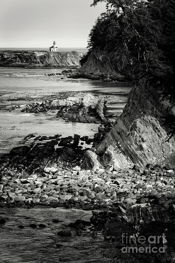 Cape Arago Lighthouse 2 BW Photograph by Al Andersen