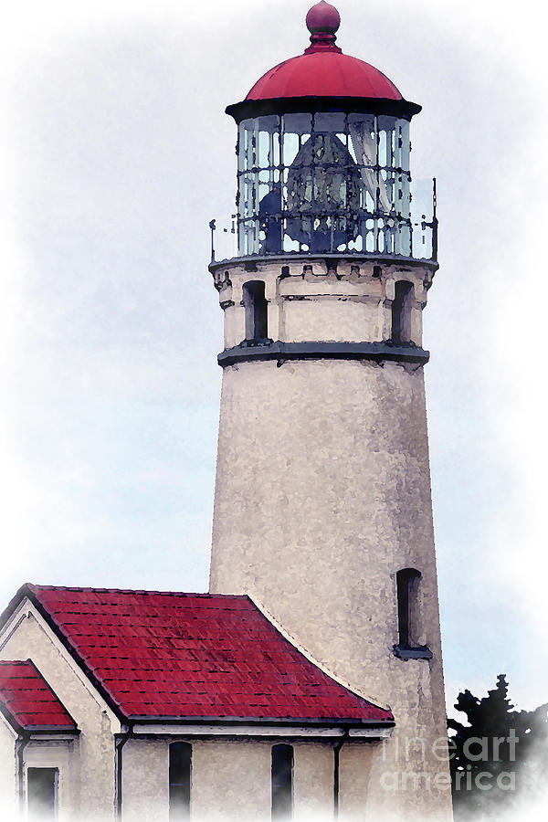 Cape Blanco Lighthouse Watercolor Digital Art by Kirt Tisdale