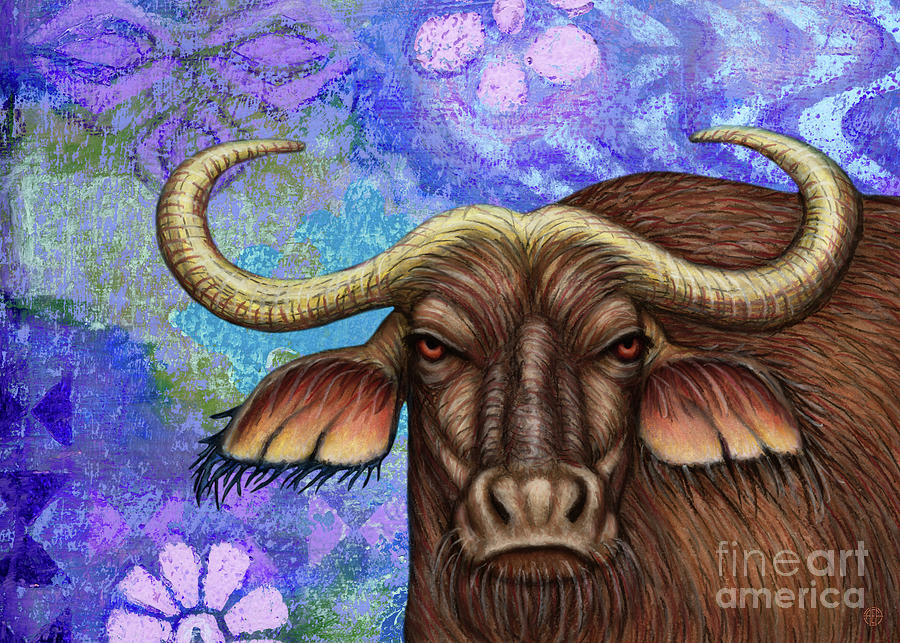 Cape Buffalo Abstract Painting by Amy E Fraser